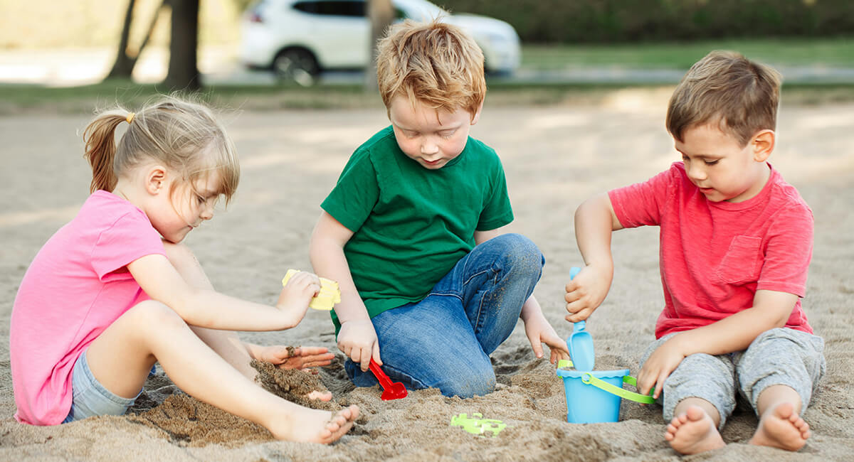 Kids playing in the sand