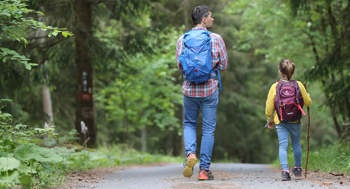 Walking through forest